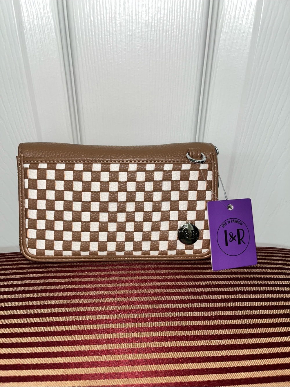Iris & Rainbow Caramel Checkered Sidekick Tessellate Wallet with RFID PROTECTION